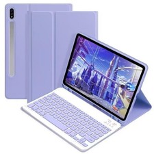 10.5inch Tablet Case with Keyboard, Candy Colors Slim Galaxy Tab A8 Purple picture