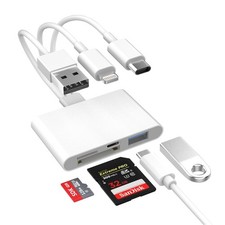 4-in-1 SD Card Reader for iPhone iPad Mac, USB-C+Lightning+USB 3.0 OTG Adapte... picture