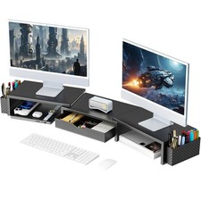 gianotter Dual Monitor Stand Riser with Drawer - Black picture