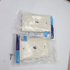 (2-Pk) Leviton Midsize Telephone Wall Jack 6P4C Light Almond 40539-PMT  picture
