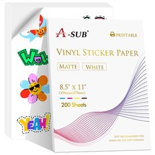 Lot 200-1000PK Bulk A-SUB Printable Vinyl Sticker Paper for Inkjet Matte White picture