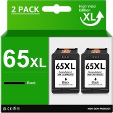 2x 65XL Black Ink Cartridges for HP DeskJet 2600 2620 2622 2630 2632 2636 2652 picture
