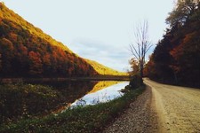 Landscape dirt road fall outdoors Custom Gaming Mat Desk picture