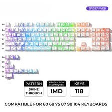 SPIDER WEB Shine-Through OEM Profile Keycap Set 118 Keys Black/White No Keyboard picture