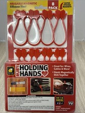 Ruby Holding Hands Reusable Magnetic Silicone Ties 8 Pack Cable Organizer picture