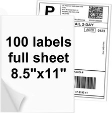100 Full Sheets Sticker Paper for Laser & Ink Jet Printers, 8.5