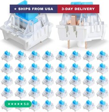 50 Pcs Blue Mechanical Keyboard Switches, 3 Pin Keyboard Clicker Replacement Cli picture