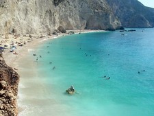 Landscape lefkada greece beach people cliff bay outdoors Custom Gaming Mat Desk picture
