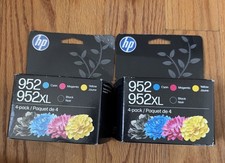 HP 952XL Black & 952 Color Ink Combo Pack of 4 Ink Cartridges EXP- 2028 Lot X2 picture