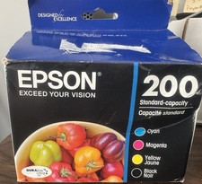 Genuine Epson 200 4pk Ink Cartridges Black, Cyan, Magenta, Yellow, EXP 06/2017 picture