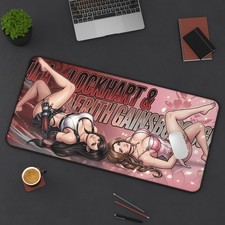 Tifa Lockhart & Aerith Gainsborough Desk Mat, RPG Duo Mouse Pad, Fantasy Desk picture