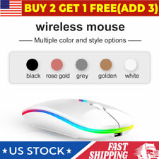 US Rechargeable Slim Wireless Mouse Bluetooth 5.2+ 2.4G Cordless For Laptop PC picture