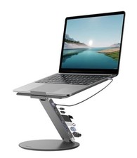 Adjustable Laptop Stand with 8 in 1 USB C Hub, Foldable Portable Computer Gray picture