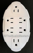 6 Outlet Electrical Socket Adapter Cover Oval 6-Way AC Wall Plug Power Splitter picture