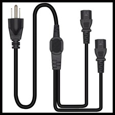 Computer Power Splitter Cord 6.5Ft NEMA 5-15P to 2x C13, 125V 10A,  Listed picture