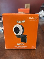onn. Webcam with Ring Light-3 LED levels, Autofocus, Up to 1440p Resolution picture