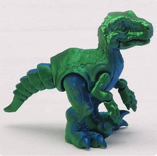 3D printed toy dinosaur Velociraptor in blue and green, size 12x5.5x10cm picture