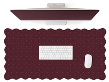 Burgundy Maroon Scalloped Desk Mat Polka Dot Mouse Pad 31x15.7 Inch Office picture