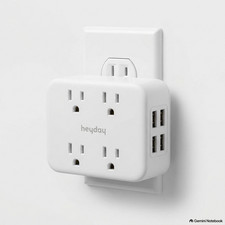 Heyday Wall Outlet Extender Surge Protector 4 AC Outlets USB-A USB-C Tap picture