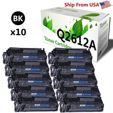 10PK Q2612A 2612A Toner Cartridge Work With HP LaserJet 1018 Printer (Black) picture