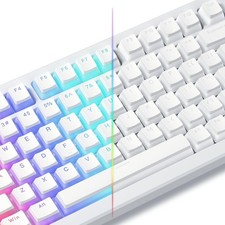 129 PCS White Pudding OEM Profile Double Shot PBT Keycaps Cherry MX picture