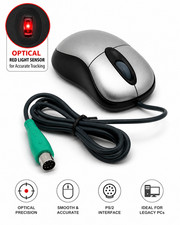 Vintage PS/2 Optical Mouse Wired 3D Scroll Wheel PC Mouse Brand New picture
