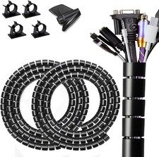 Large PC Cable Management Tube Sleeve under Desk Wire Organizer for Cords 2 PCS picture