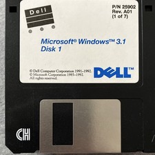 Vintage 1992 Dell Microsoft Windows 3.1 3.5