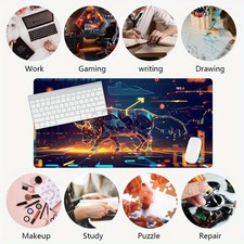 A Mouse Pad Featuring Vibrant Abstract Bull Designs And Stock Chart Patterns, picture