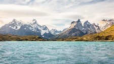 Landscape snow mountains river wilderness Custom Gaming Mat Desk picture