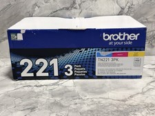 Brother Genuine TN221 3PK Cyan Magenta Yellow Toner Set TN-221 Sealed Cartridges picture