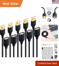 Eco-Friendly 5-Pack 10ft USB 2.0 Extender Cords - Max Data Transfer & Durability picture
