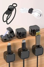 Under Desk Cable Management Set: 6Pcs Adhesive Magnetic Cable Clips & 6Pcs  picture