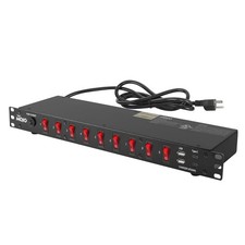 9Outlet Rack Mount PDU,1U Horizontal PDU Individual Switch 6ft Cord, with 2US... picture