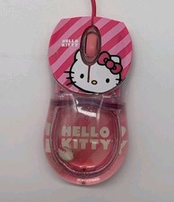 Hello Kitty Liquid Fill Computer Mouse Pink Lights Up Vintage Optical USB Works picture