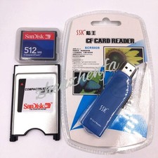 512MB Compact Flash Memory Card CF Card +PCMCIA Adapter+SSK USB2.0 reader FANUC picture