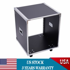 12U Cabinet Rolling Network Rack Audio Studio Video Telecom Equipment Rack Black picture