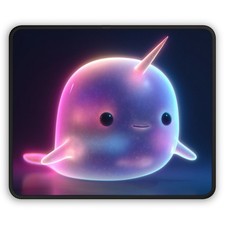 Glowing Narwhal Character Gaming Mouse Pad | Cute Kawaii Neon picture