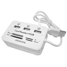 ERCRYSTO Card Reader and 3 Ports USB Hub, High 3-inch，2-inch, 1-inch, WHITE  picture