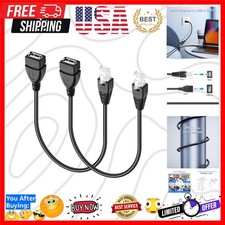 USB to RJ45 Ethernet Cable 2 Pcs USB Female to RJ45 8P4C Ethernet Male Extens... picture