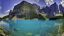 Landscape banff national park mountains lake cliff Custom Gaming Mat Desk picture