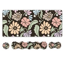 Keyboard Wrist Rest Large Pad Wrist ,Black Floral 4in1 Keyboard Pad Desk Mat,... picture