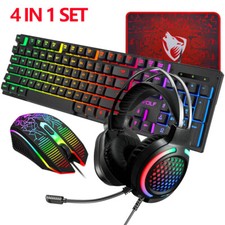 4 in 1 Gaming Keyboard Mouse & Headset & Mouse Pad Set RGB LED Gamer PC Bundle picture