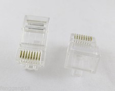 100x RJ45 RJ-45 Network Cable Modular Plug Ethernet CAT5 8P8C Gold Connector End picture