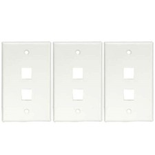 3 Pack 2 Hole Port Wall Plate Keystone Jack Single 1-Gang Wallplate Blank White picture