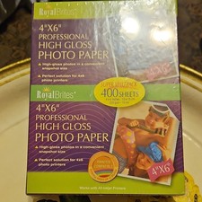 Royal Brites 4x6 High-Gloss Inkjet Photo Paper, 220gsm White, 400 Sheets picture