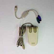 Vintage IBM 2-Button PS/2 PC Mouse 6450350 and USB Adapter - Working picture