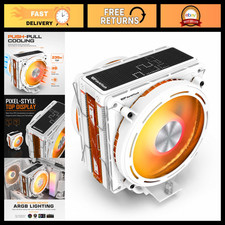High-Performance CPU Air Cooler, Dual ARGB Fans, mATX, LED Display, White Design picture