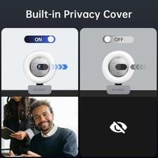 GUSGU G910 2K WEBCAM WITH MICROPHONE, VIDEO STREAMING CAMERA WITH RING -  SILVER picture