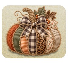 Personalized Mouse Pad, Polyester Fabric/Brushed Fabric-Faux Embroidered Pumpkin picture